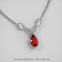 3.05 Ct. Ruby Necklace, Platinum 950 2