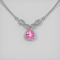 1.21 Ct. Pink Sapphire Necklace, 14K White Gold 1