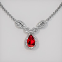 3.05 Ct. Ruby Necklace, 14K White Gold 1