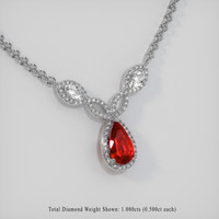 3.05 Ct. Ruby Necklace, 14K White Gold 2