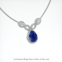 3.56 Ct. Blue Sapphire Necklace, 14K White Gold 2