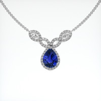 3.56 Ct. Blue Sapphire Necklace, 18K White Gold 1