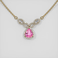 1.21 Ct. Pink Sapphire Necklace, 14K Yellow Gold 1