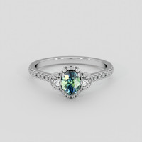 0.99 Ct. Bluish Green Sapphire Ring, Platinum 950 1