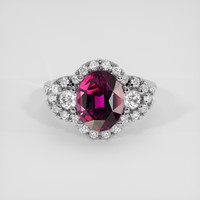 3.00 Ct. Purplish Pink Garnet Ring, 14K White Gold 1