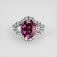 3.84 Ct. Purplish Pink Rhodolite Garnet Ring, 14K White Gold 1