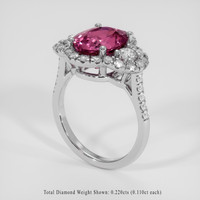 3.84 Ct. Purplish Pink Rhodolite Garnet Ring, 14K White Gold 2