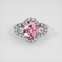 2.78 Ct. Pink Malaya Garnet Ring, 14K White Gold 1