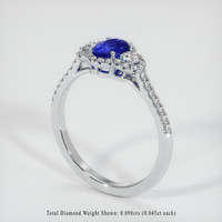 0.57 Ct. Sapphire Ring, 18K White Gold 2