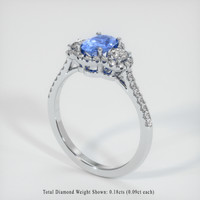 0.78 Ct. Sapphire Ring, 18K White Gold 2