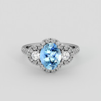 1.45 Ct. Blue Aquamarine Ring, 18K White Gold 1