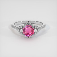 1.23 Ct. Pink Sapphire Ring, 18K White Gold 1