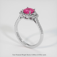 1.23 Ct. Pink Sapphire Ring, 18K White Gold 2