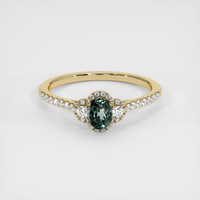 0.76 Ct. Bluish Green Sapphire Ring, 10K Yellow Gold 1