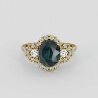 2.81 Ct. Bluish Green Sapphire Ring, 14K Yellow Gold 1