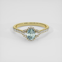 0.80 Ct. Bluish Green Sapphire Ring, 14K Yellow Gold 1