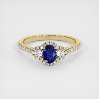 0.57 Ct. Blue Sapphire Ring, 18K Yellow Gold 1