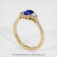 0.57 Ct. Blue Sapphire Ring, 18K Yellow Gold 2