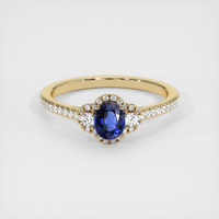 0.53 Ct. Blue Sapphire Ring, 18K Yellow Gold 1