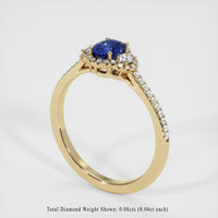 0.53 Ct. Blue Sapphire Ring, 18K Yellow Gold 2