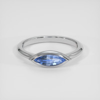 0.62 Ct. Blue Sapphire Ring, 14K White Gold 1