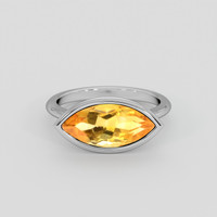 3.00 Ct. Yellowish Orange Citrine Ring, 18K White Gold 1