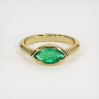 0.92 Ct. Emerald Ring, 18K Yellow Gold 1