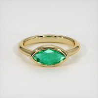 0.70 Ct. Emerald Ring, 18K Yellow Gold 1