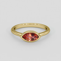 0.84 Ct. Orangish Red Almandine Garnet Ring, 18K Yellow Gold 1