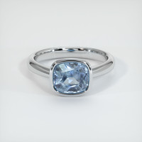 3.48 Ct. Greyish Blue Sapphire Ring, Platinum 950 1