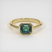 3.05 Ct. Bluish Green Sapphire Ring, 14K Yellow Gold 1