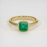 0.97 Ct. Emerald Ring, 18K Yellow Gold 1