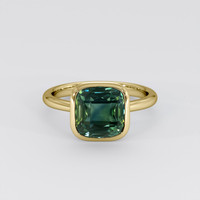 4.51 Ct. Bluish Green Sapphire Ring, 18K Yellow Gold 1