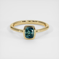 1.21 Ct. Bluish Green Sapphire Ring, 18K Yellow Gold 1