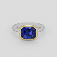 4.06 Ct. Blue Sapphire Ring, 14K Yellow & White 1