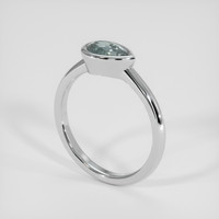 1.09 Ct. Bluish Green Sapphire Ring, 14K White Gold 2