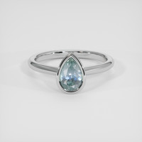 1.09 Ct. Bluish Green Sapphire Ring, 18K White Gold 1