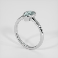 1.09 Ct. Bluish Green Sapphire Ring, 18K White Gold 2