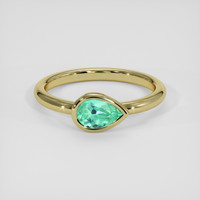 0.49 Ct. Emerald Ring, 18K Yellow Gold 1