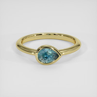 0.93 Ct. Greenish Blue Sapphire Ring, 18K Yellow Gold 1