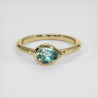 1.13 Ct. Bluish Green Sapphire Ring, 18K Yellow Gold 1