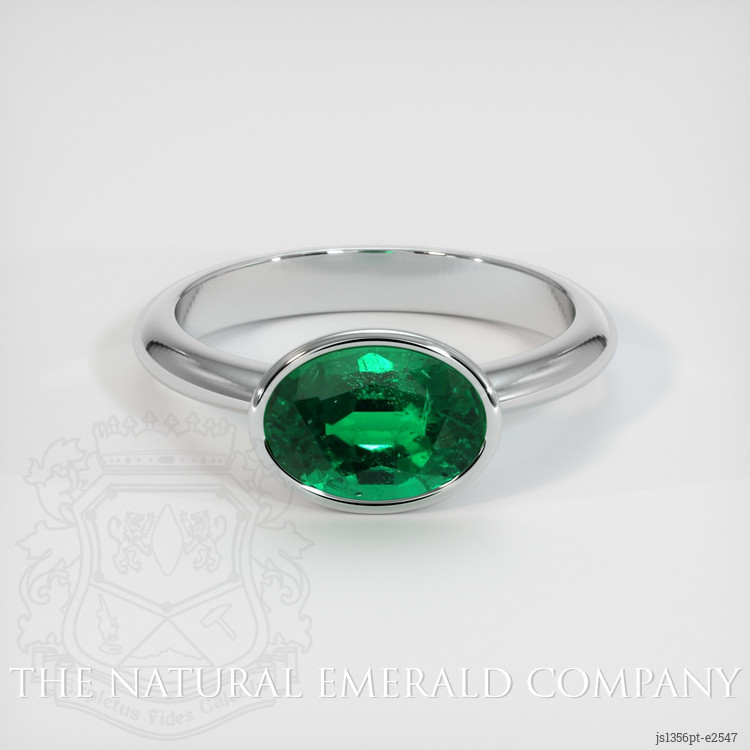 1 Carat Astrological Oval Cut Natural Emerald Men's Ring Silver