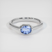 0.80 Ct. Blue Sapphire Ring, 14K White Gold 1