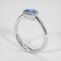 0.80 Ct. Blue Sapphire Ring, 14K White Gold 2