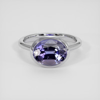 3.55 Ct. Violetish Blue Tanzanite Ring, 18K White Gold 1
