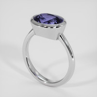 3.55 Ct. Violetish Blue Tanzanite Ring, 18K White Gold 2