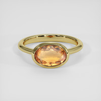 2.10 Ct. Orangish Yellow Precious Topaz Ring, 14K Yellow Gold 1