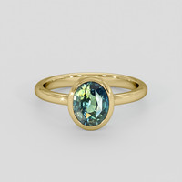 1.52 Ct. Bluish Green Sapphire Ring, 14K Yellow Gold 1