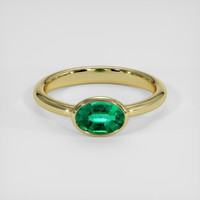0.69 Ct. Emerald Ring, 18K Yellow Gold 1