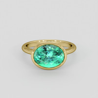 4.24 Ct. Emerald Ring, 18K Yellow Gold 1